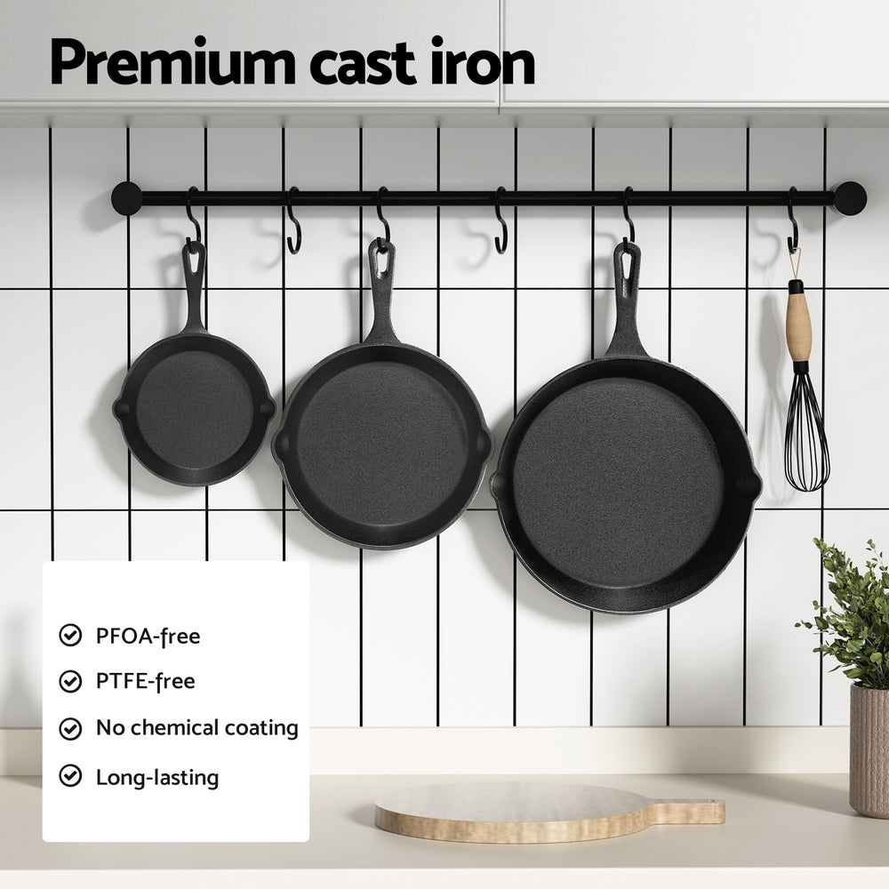 5-star chef Non Stick Frying Pan Cast Iron 3PCS - Flavour Fushion Cooking Shop