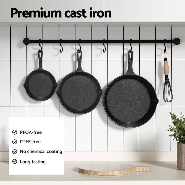 5-star chef Non Stick Frying Pan Cast Iron 3PCS - Flavour Fushion Cooking Shop