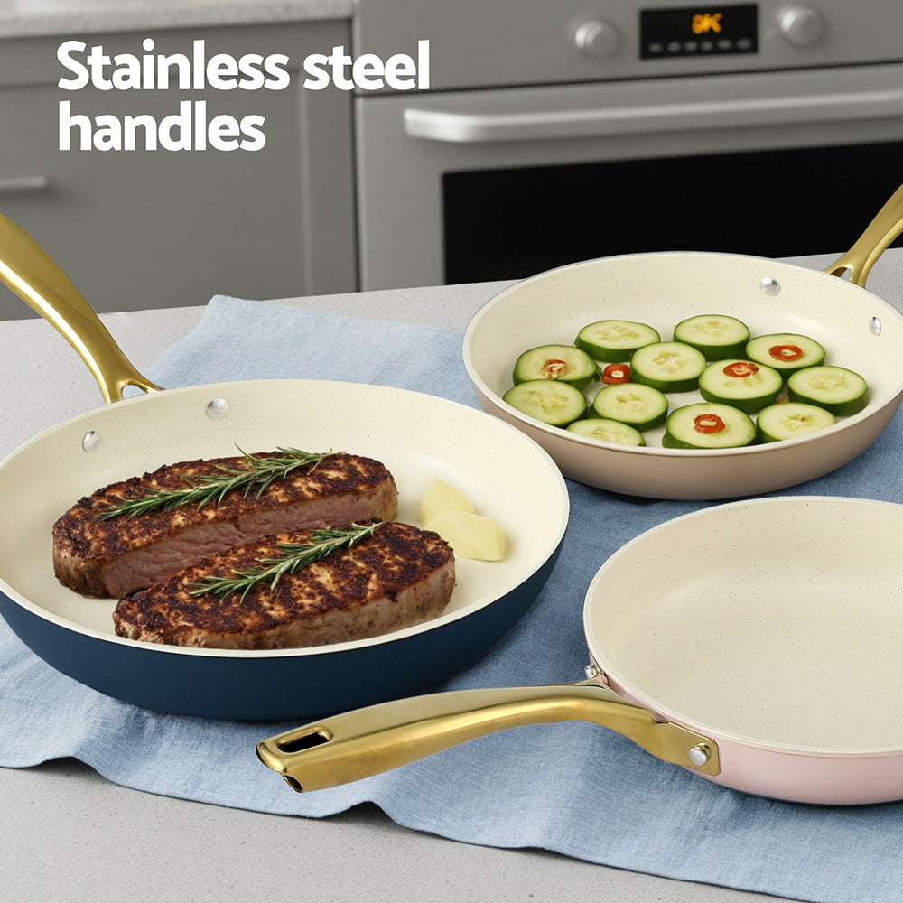 5-star Chef Frying Pan 3PCS Shades Frypan Set Ceramic Coating Multi Colour - Flavour Fushion Cooking Shop