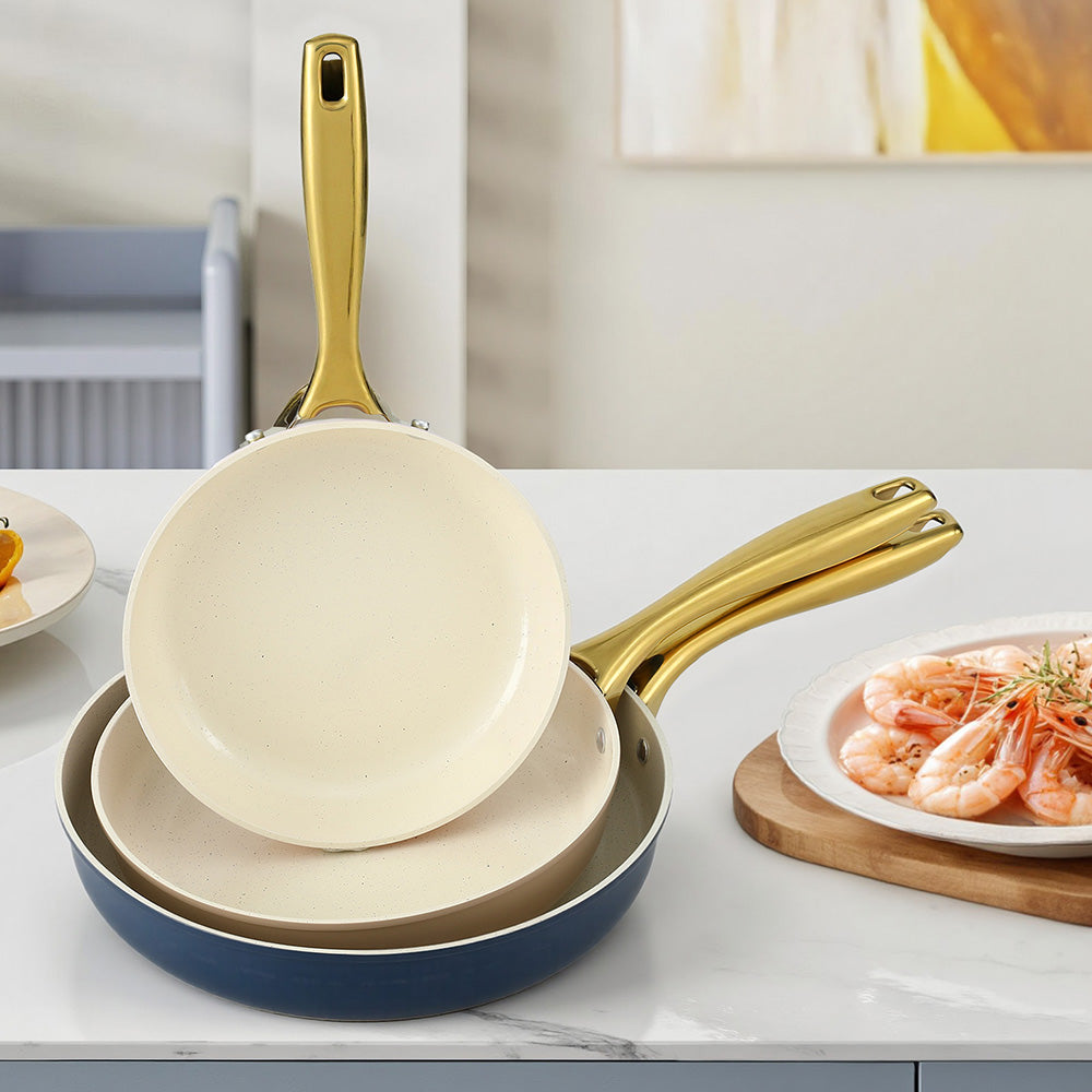 5-star Chef Frying Pan 3PCS Shades Frypan Set Ceramic Coating Multi Colour - Flavour Fushion Cooking Shop