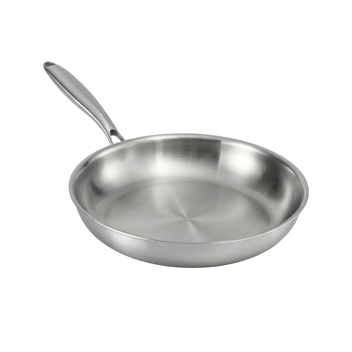 5-Star Chef 30cm Stainless Steel Frying Pan Uncoated Frypan with Tri-Ply Body Silver - Flavour Fushion Cooking Shop