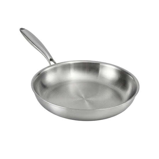 5-Star Chef 30cm Stainless Steel Frying Pan Uncoated Frypan with Tri-Ply Body Silver - Flavour Fushion Cooking Shop