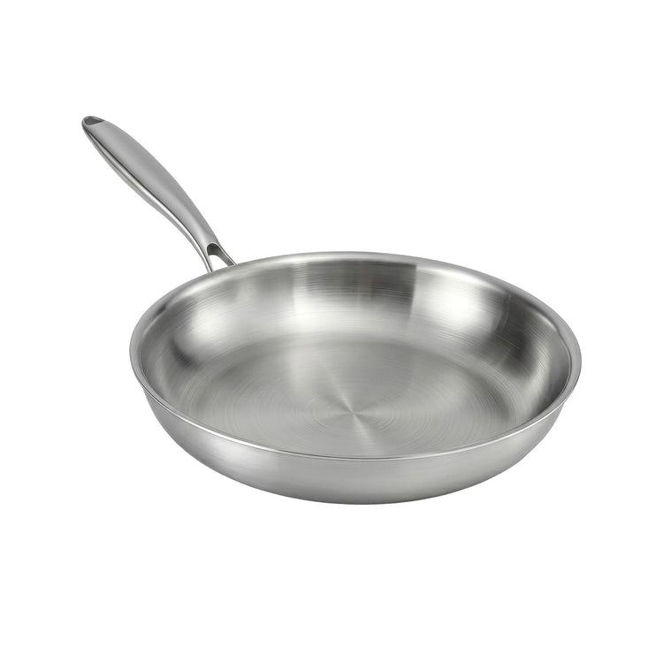 5-Star Chef 30cm Stainless Steel Frying Pan Uncoated Frypan with Tri-Ply Body Silver - Flavour Fushion Cooking Shop