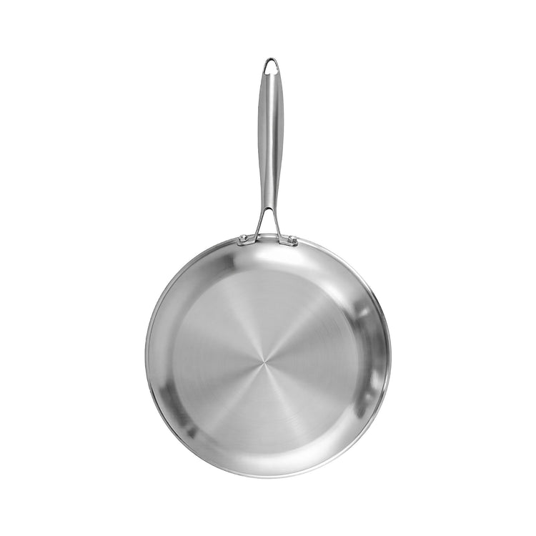 5-Star Chef 30cm Stainless Steel Frying Pan Uncoated Frypan with Tri-Ply Body Silver - Flavour Fushion Cooking Shop
