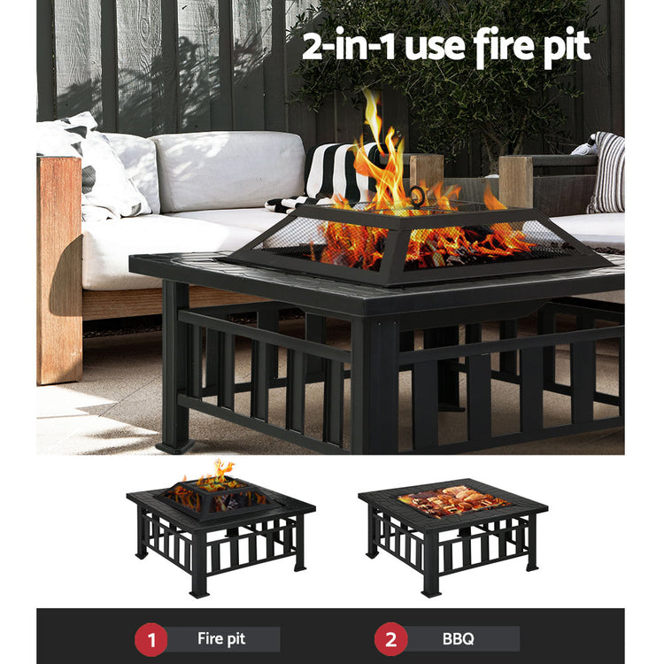 Grillz Fire Pit BBQ Grill 2-In-1 Table - Flavour Fushion Cooking Shop