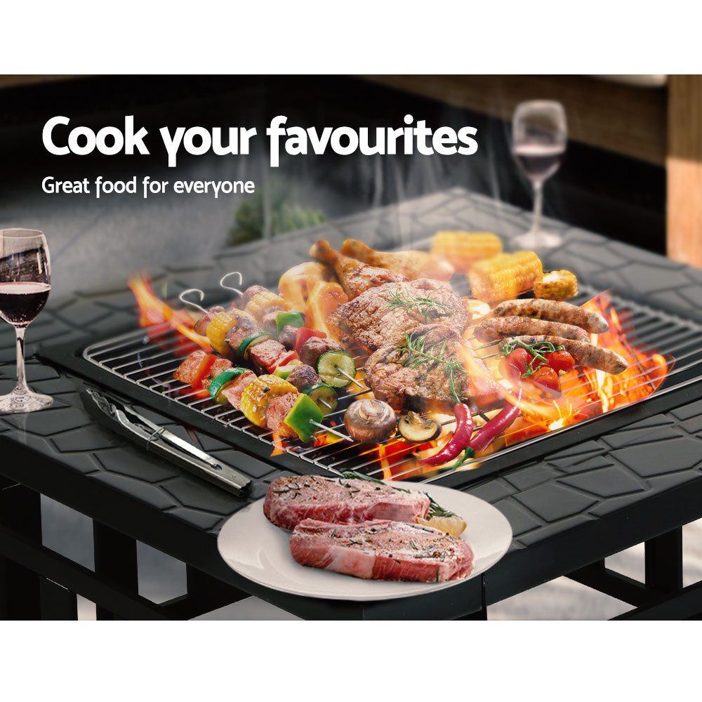 Grillz Fire Pit BBQ Grill 2-In-1 Table - Flavour Fushion Cooking Shop