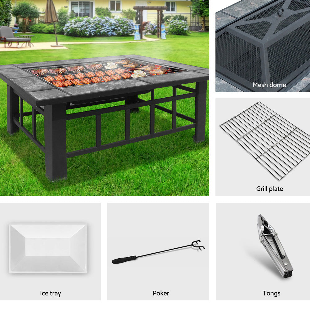 Grillz Fire Pit BBQ Grill Ice Bucket 3-In-1 Table - Flavour Fushion Cooking Shop