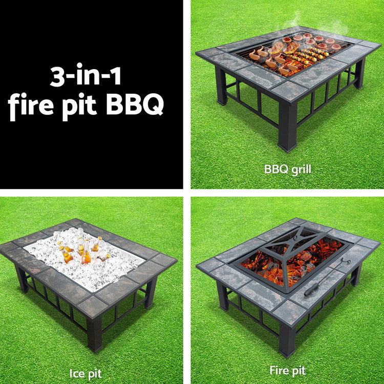 Grillz Fire Pit BBQ Grill Ice Bucket 3-In-1 Table - Flavour Fushion Cooking Shop