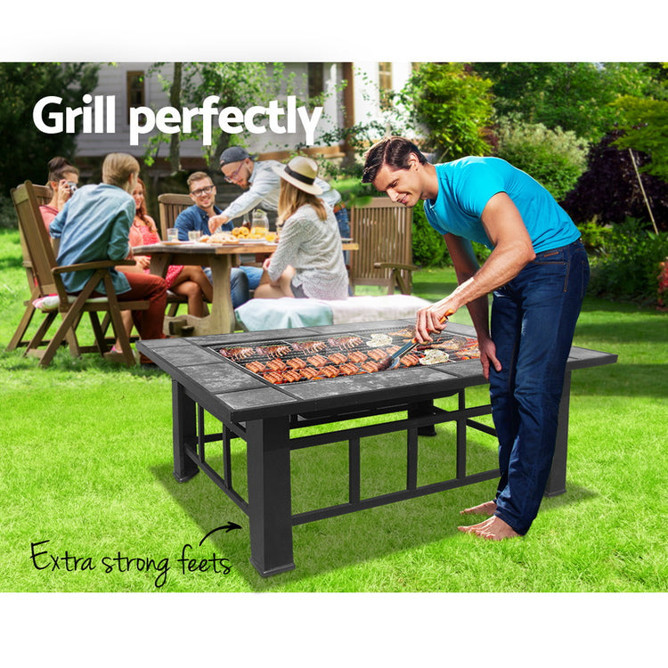 Grillz Fire Pit BBQ Grill Ice Bucket 3-In-1 Table - Flavour Fushion Cooking Shop