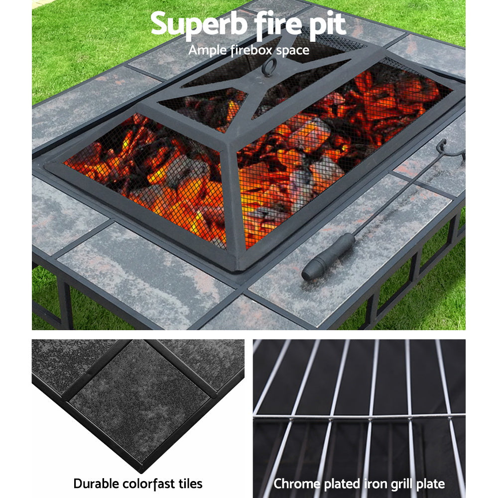 Grillz Fire Pit BBQ Grill Ice Bucket 3-In-1 Table - Flavour Fushion Cooking Shop