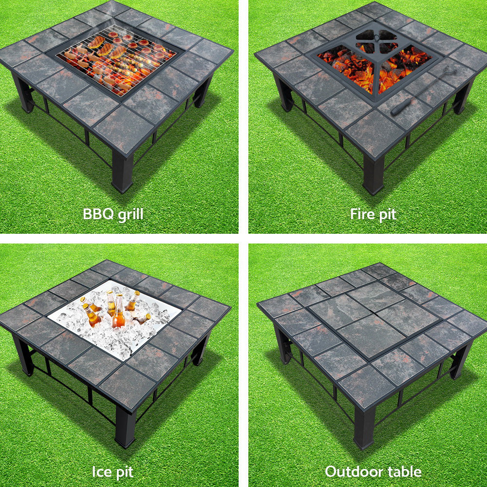 Grillz Fire Pit BBQ Grill Ice Bucket 4-In-1 Table - Flavour Fushion Cooking Shop