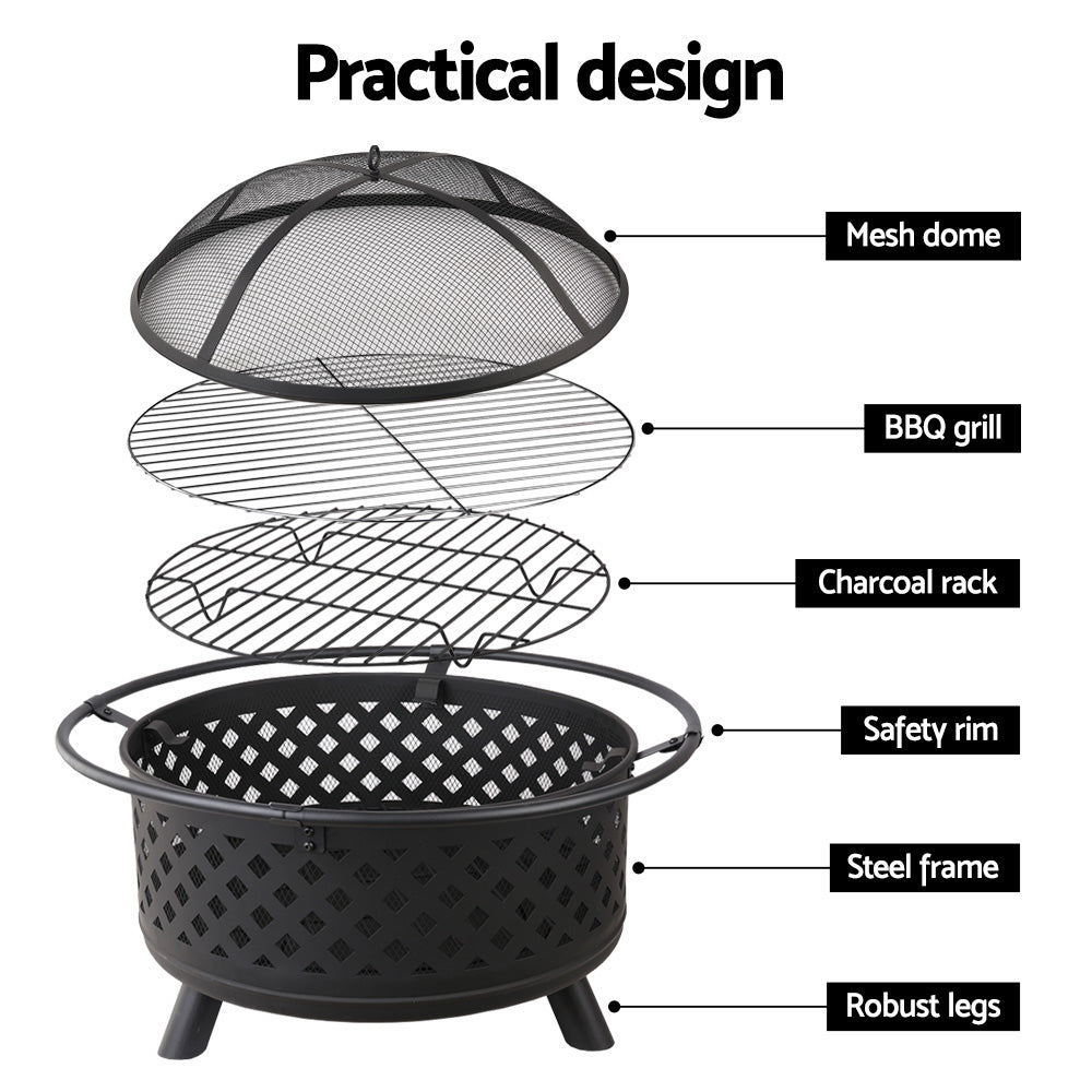 Grillz Fire Pit BBQ Grill 76cm - Flavour Fushion Cooking Shop
