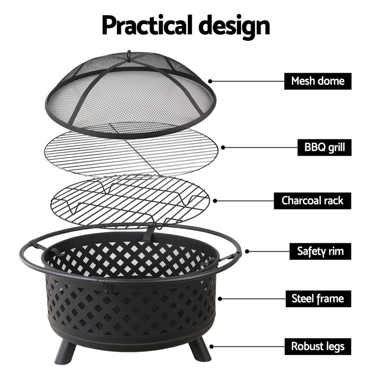 Grillz Fire Pit BBQ Grill 76cm - Flavour Fushion Cooking Shop