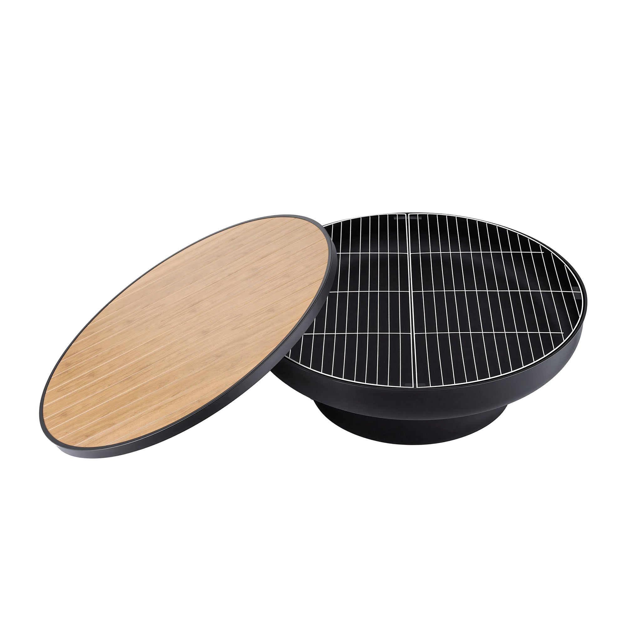 Grillz Fire Pit Table with Lid – 3-in-1 Wood Burning BBQ Grill