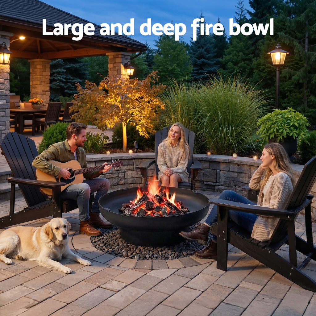Grillz Fire Pit Table with Lid – 3-in-1 Wood Burning BBQ Grill