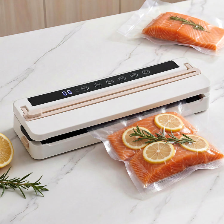 Devanti Food Vacuum Sealer Machine Fresh Storage Auto Seal Slide Cutter 6 Modes White - Flavour Fushion Cooking Shop