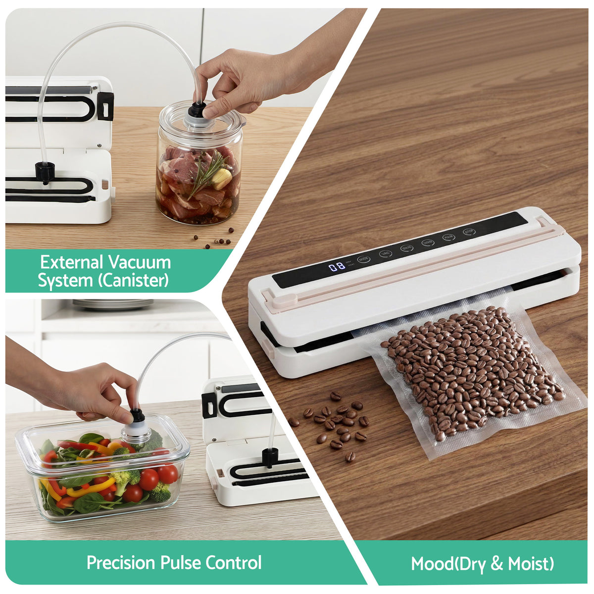 Devanti Food Vacuum Sealer Machine Fresh Storage Auto Seal Slide Cutter 6 Modes White - Flavour Fushion Cooking Shop