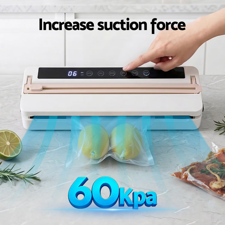 Devanti Food Vacuum Sealer Machine Fresh Storage Auto Seal Slide Cutter 6 Modes White - Flavour Fushion Cooking Shop