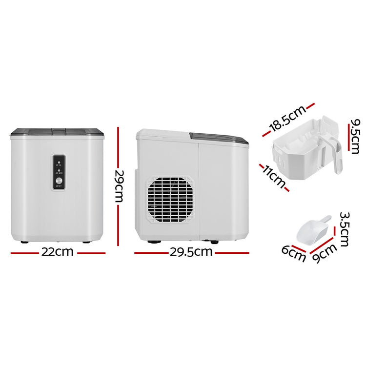 Devanti 12kg Ice Maker Machine Portable Ice Cube Tray Bar Countertop 2L Black - Flavour Fushion Cooking Shop