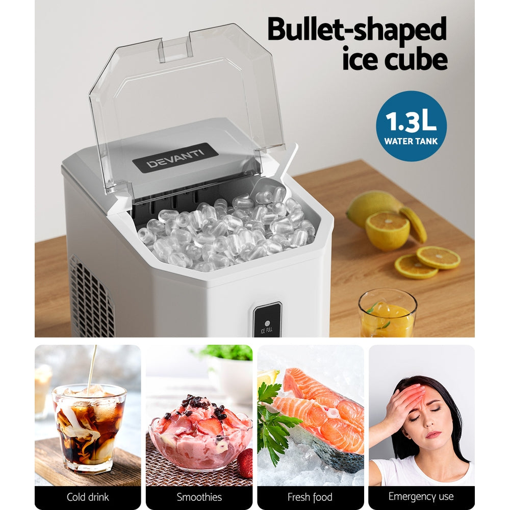 Devanti 12kg Ice Maker Machine Portable Ice Cube Tray Bar Countertop 2L Black - Flavour Fushion Cooking Shop