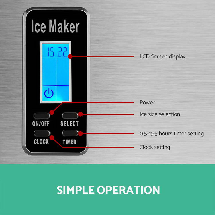 Devanti 15kg Ice Maker Machine Silver - Flavour Fushion Cooking Shop