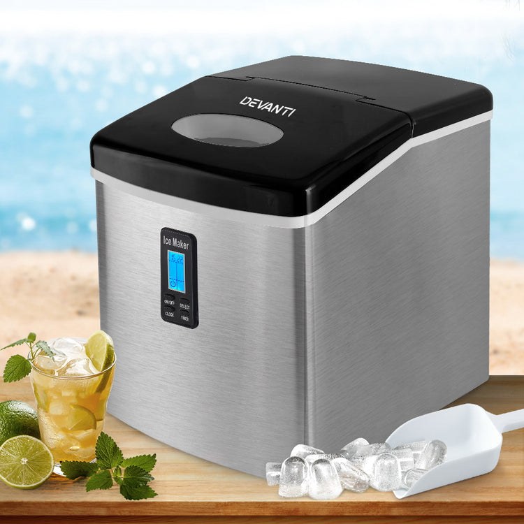 Devanti 15kg Ice Maker Machine Silver - Flavour Fushion Cooking Shop