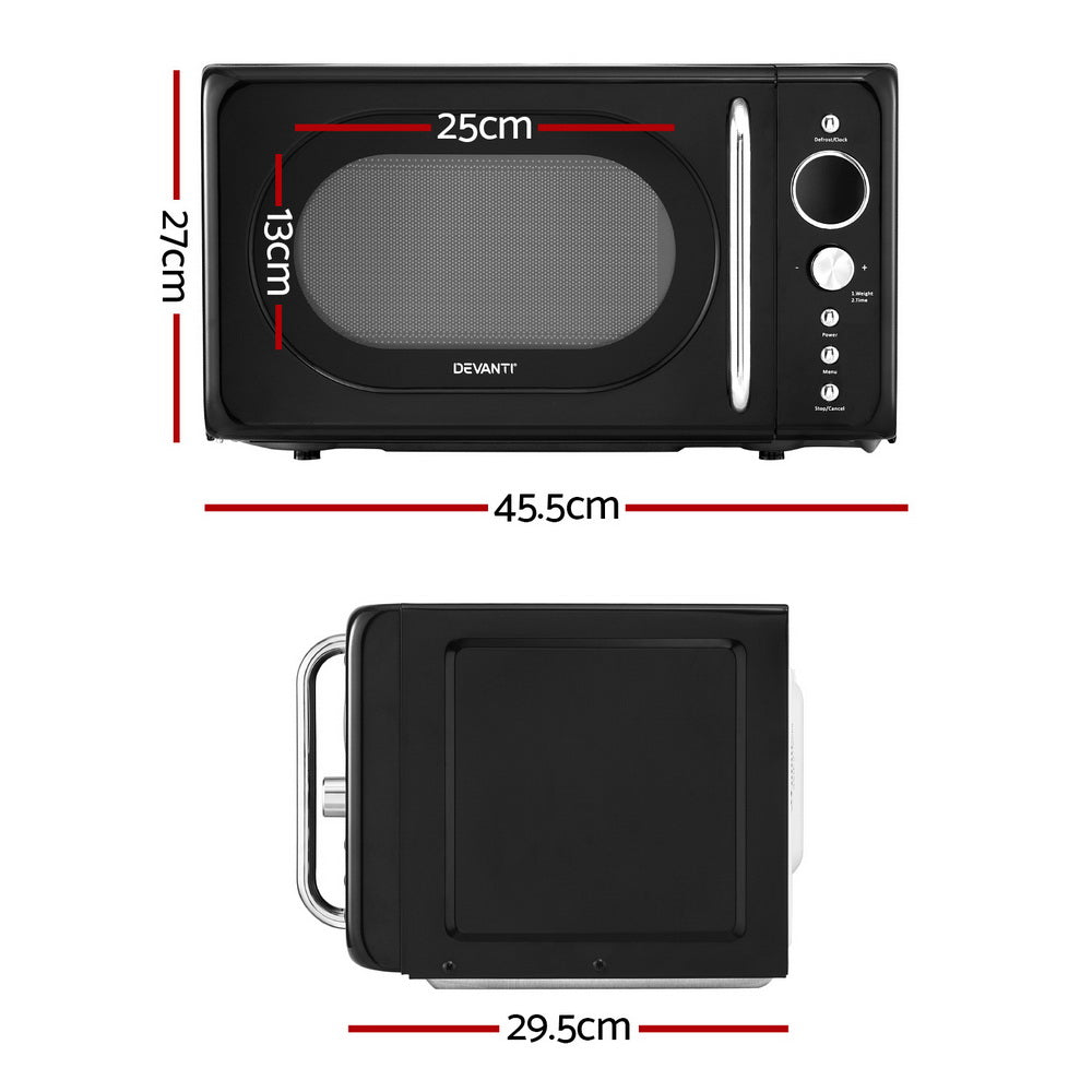 Devanti 20L Microwave Oven 700W Black - Flavour Fushion Cooking Shop