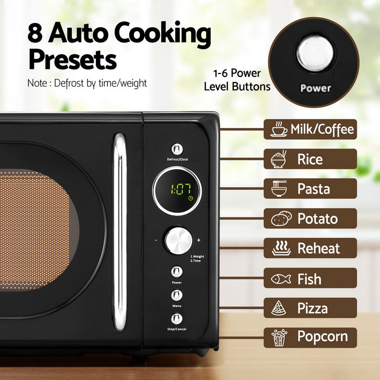 Devanti 20L Microwave Oven 700W Black - Flavour Fushion Cooking Shop