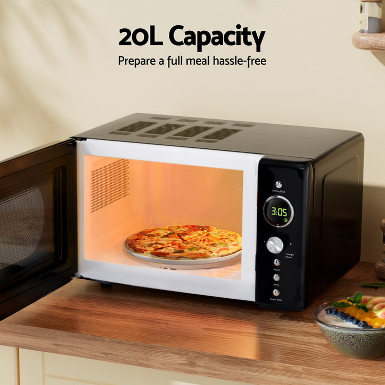 Devanti 20L Microwave Oven 700W Black - Flavour Fushion Cooking Shop