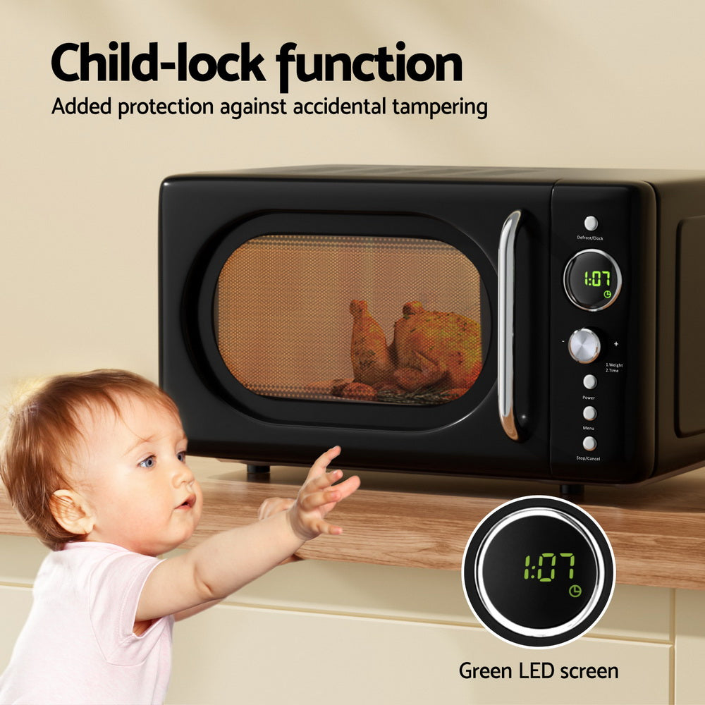 Devanti 20L Microwave Oven 700W Black - Flavour Fushion Cooking Shop