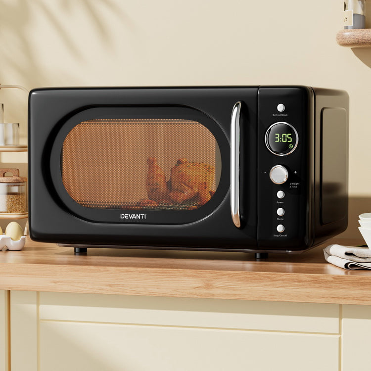 Devanti 20L Microwave Oven 700W Black - Flavour Fushion Cooking Shop