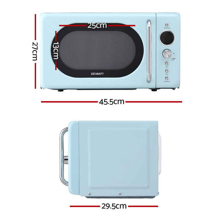 Devanti 20L Microwave Oven 800W Blue - Flavour Fushion Cooking Shop