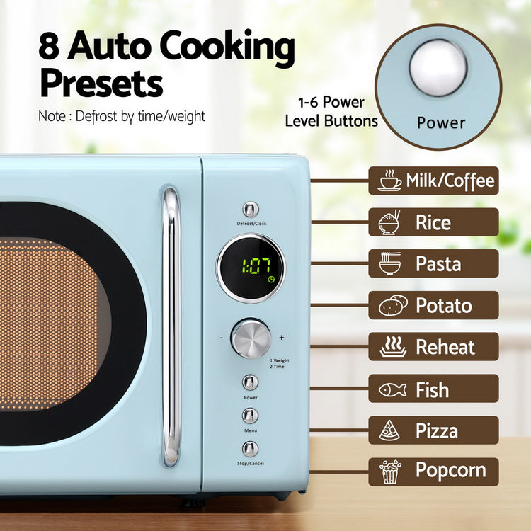 Devanti 20L Microwave Oven 800W Blue - Flavour Fushion Cooking Shop