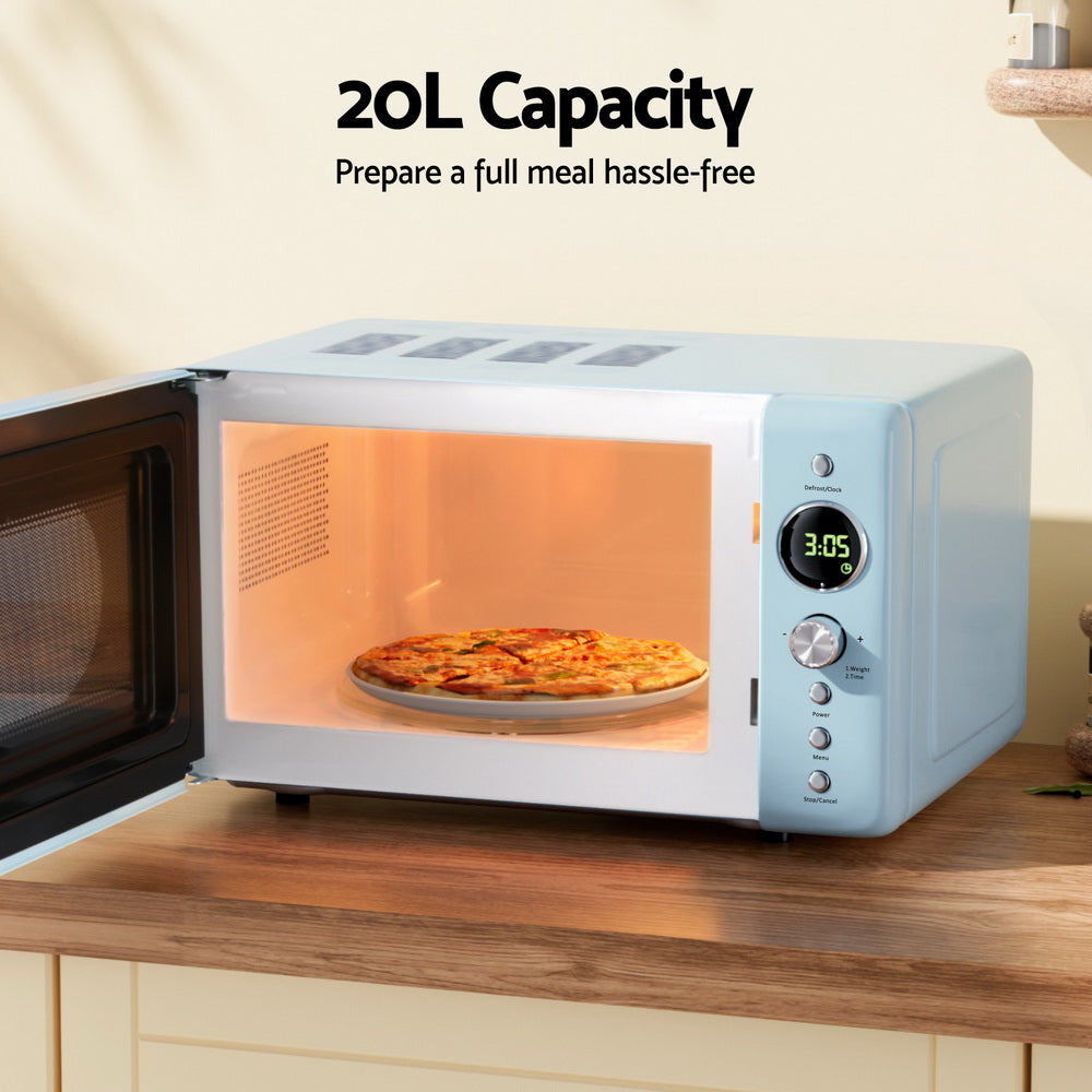 Devanti 20L Microwave Oven 800W Blue - Flavour Fushion Cooking Shop