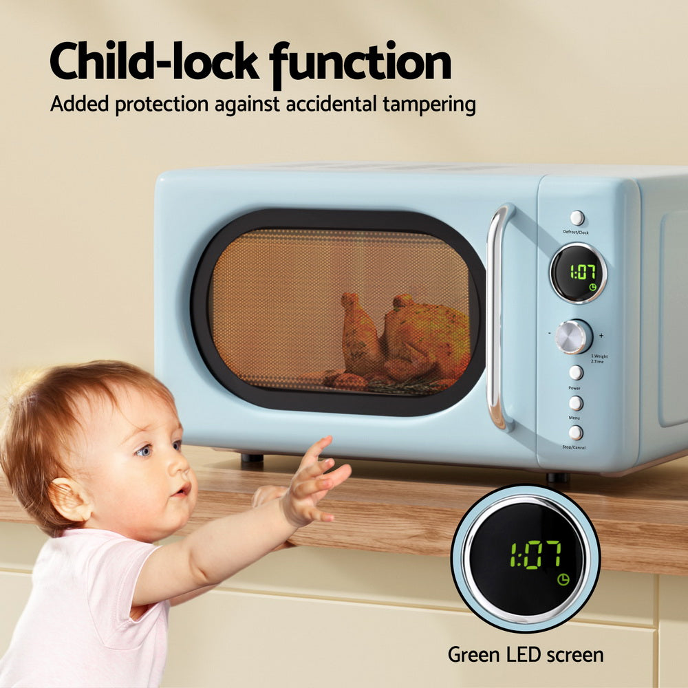 Devanti 20L Microwave Oven 800W Blue - Flavour Fushion Cooking Shop