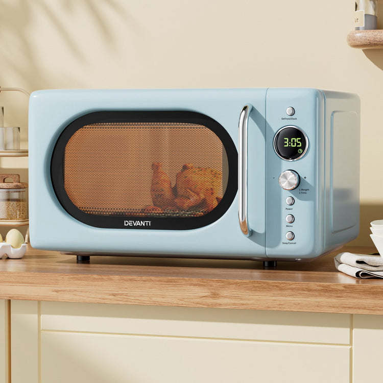 Devanti 20L Microwave Oven 800W Blue - Flavour Fushion Cooking Shop