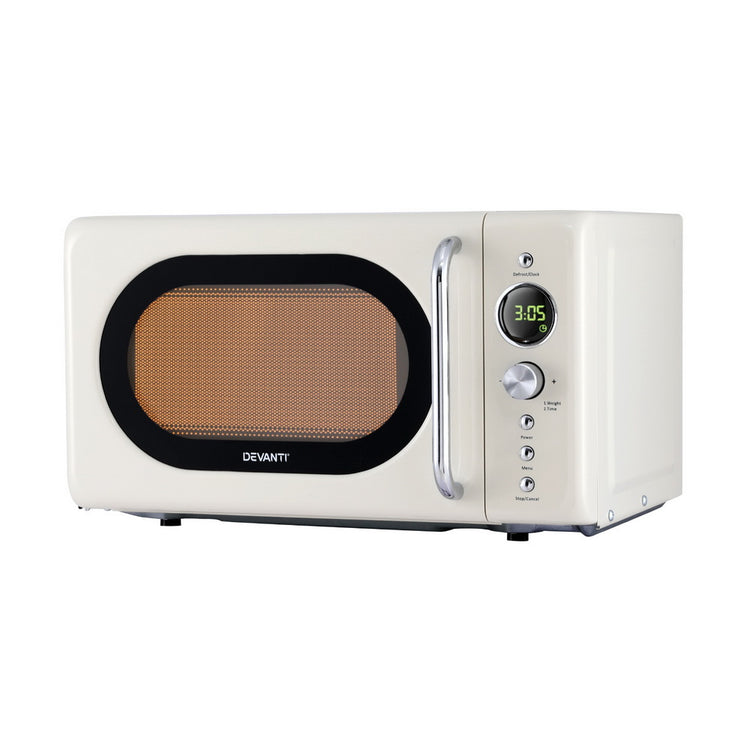 Devanti 20L Microwave Oven 700W Cream - Flavour Fushion Cooking Shop