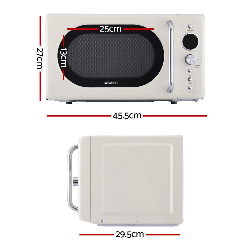 Devanti 20L Microwave Oven 700W Cream - Flavour Fushion Cooking Shop