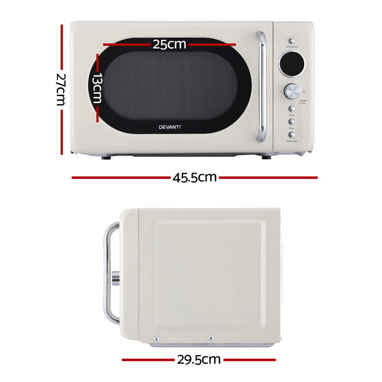 Devanti 20L Microwave Oven 700W Cream - Flavour Fushion Cooking Shop