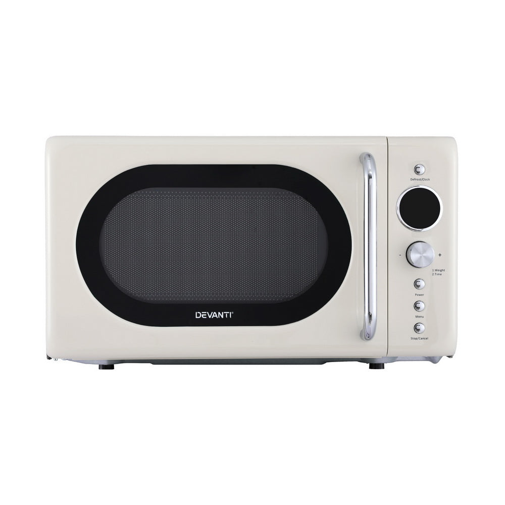 Devanti 20L Microwave Oven 700W Cream - Flavour Fushion Cooking Shop