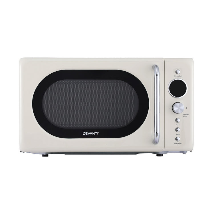 Devanti 20L Microwave Oven 700W Cream - Flavour Fushion Cooking Shop