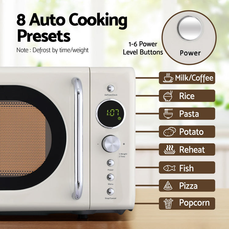 Devanti 20L Microwave Oven 700W Cream - Flavour Fushion Cooking Shop