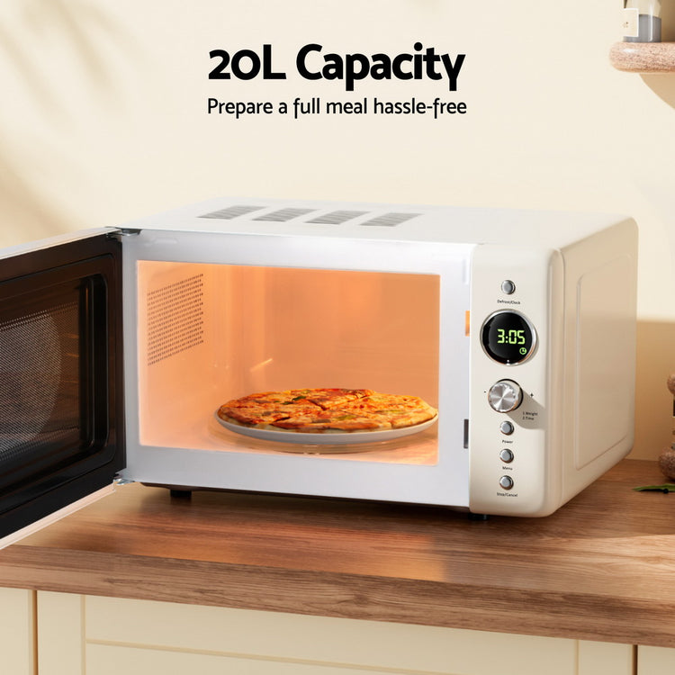 Devanti 20L Microwave Oven 700W Cream - Flavour Fushion Cooking Shop