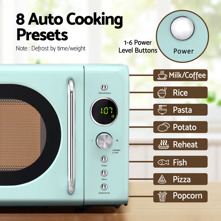 Devanti 20L Microwave Oven 700W Green - Flavour Fushion Cooking Shop