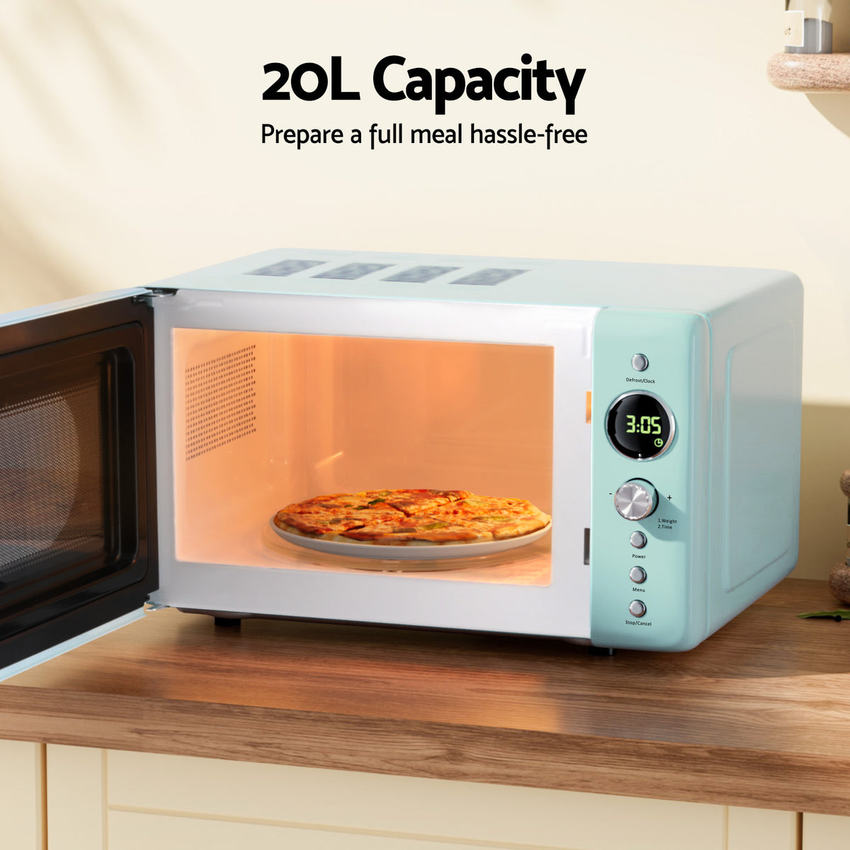 Devanti 20L Microwave Oven 700W Green - Flavour Fushion Cooking Shop