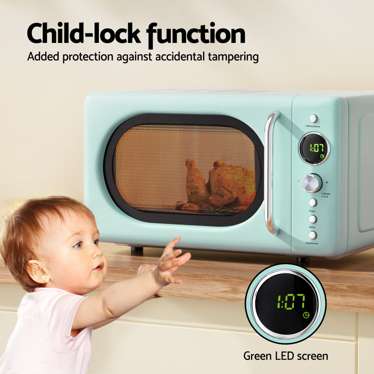 Devanti 20L Microwave Oven 700W Green - Flavour Fushion Cooking Shop