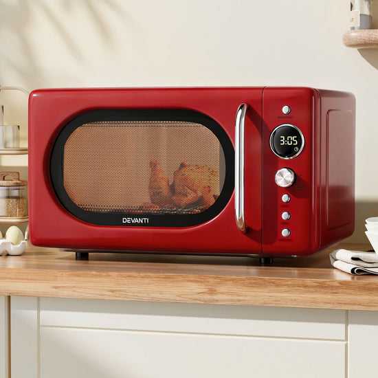 Devanti 20L Microwave Oven 700W Red - Flavour Fushion Cooking Shop