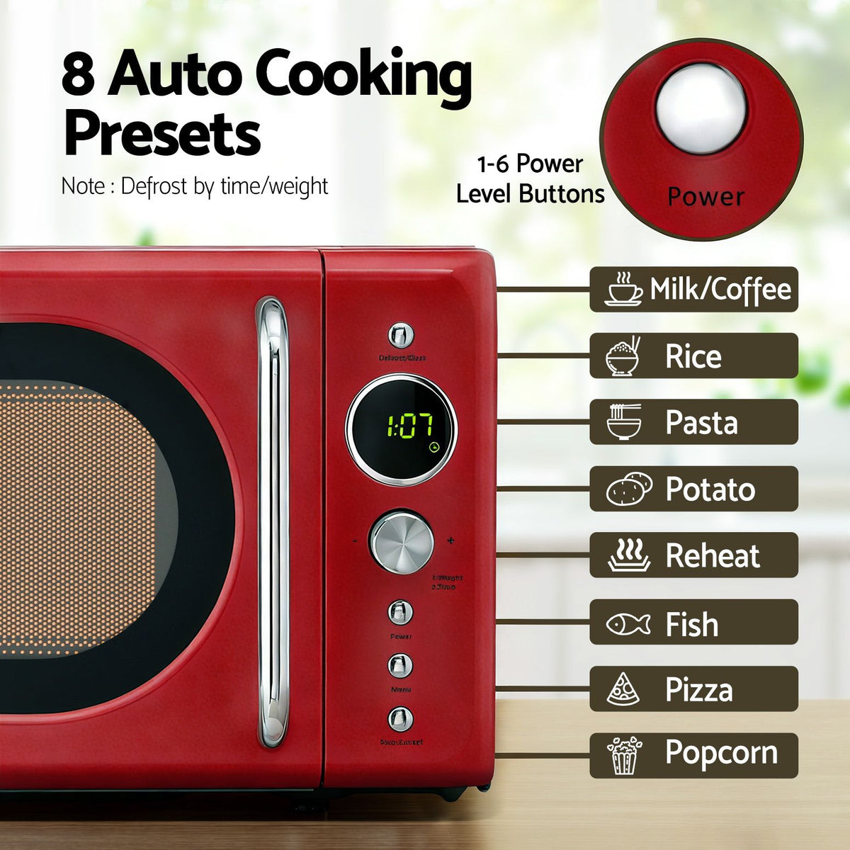 Devanti 20L Microwave Oven 700W Red - Flavour Fushion Cooking Shop