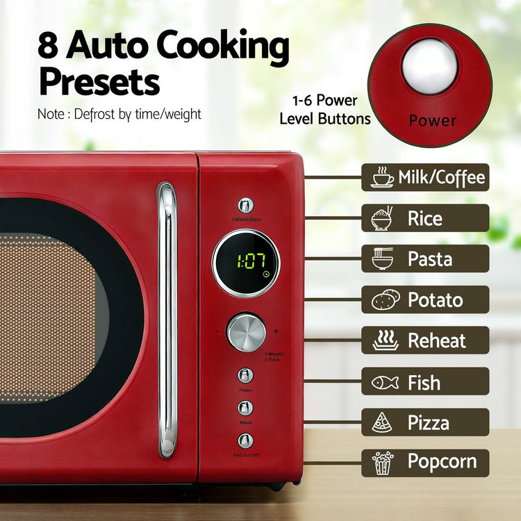 Devanti 20L Microwave Oven 700W Red - Flavour Fushion Cooking Shop
