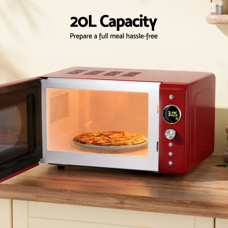 Devanti 20L Microwave Oven 700W Red - Flavour Fushion Cooking Shop